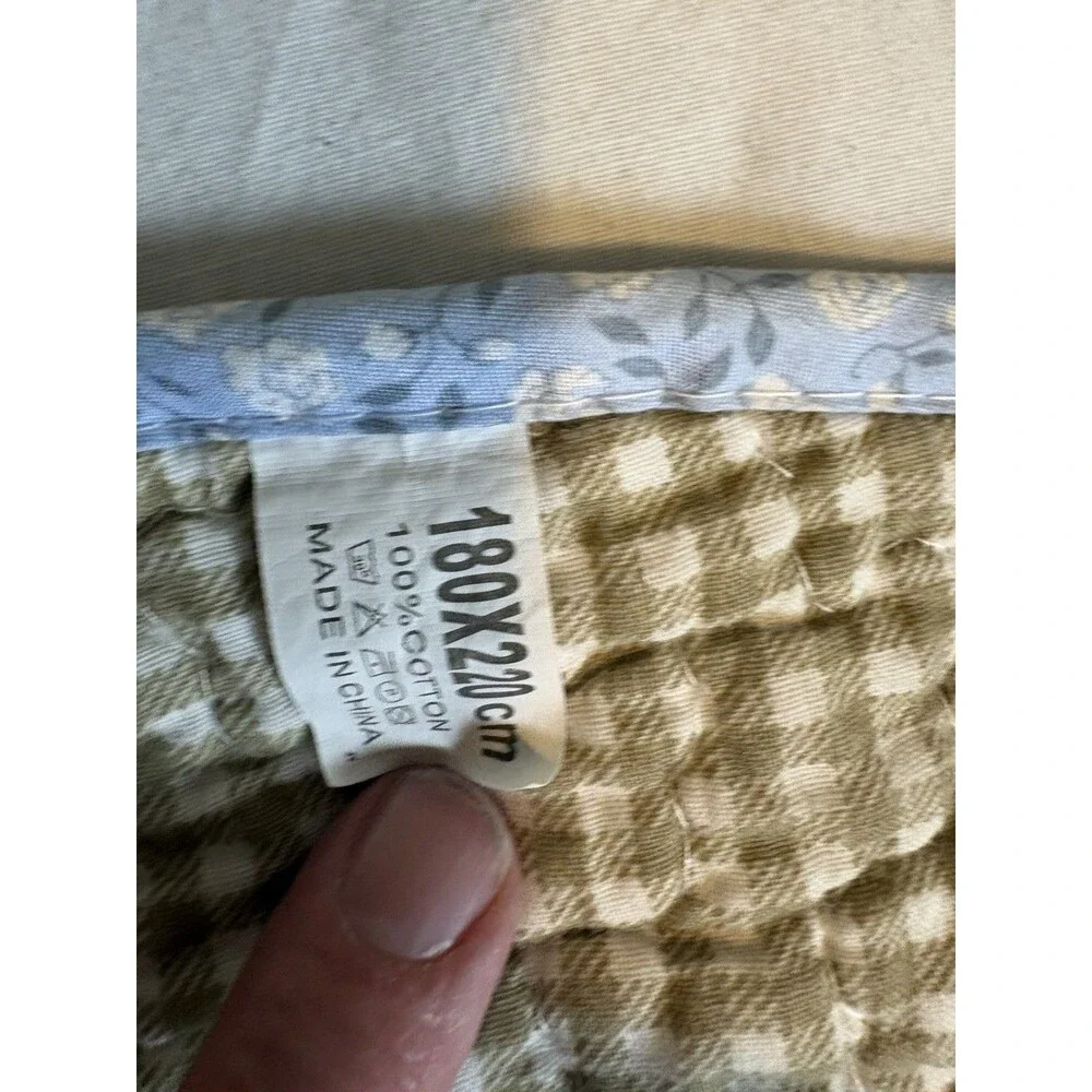 Quilt Airplane Sky Helicopter Blue Green Checkered Back Flaw 68”79” Twin